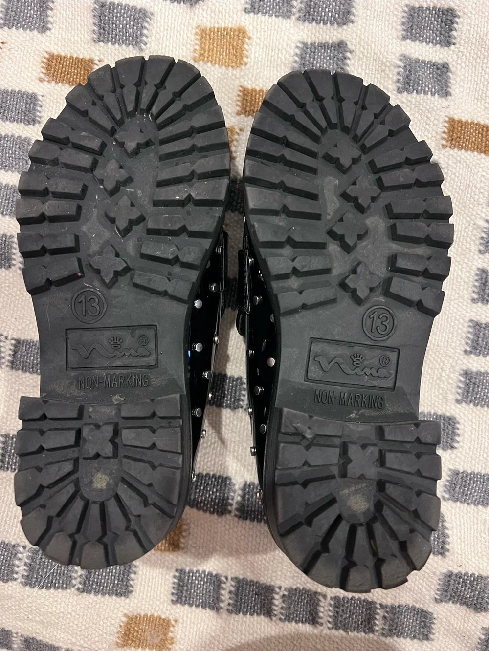 Black Studded Patent Loafers Girls Nina shoes